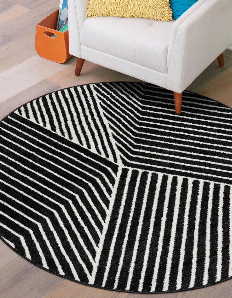 Copenhagen Edge Collection Area Rug - Osterbro Round Black lifestyle 90