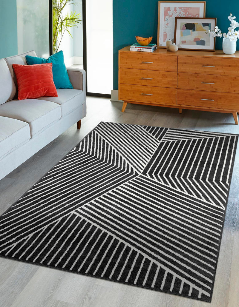 Copenhagen Edge Collection Area Rug - Osterbro Rectangle Black lifestyle 5