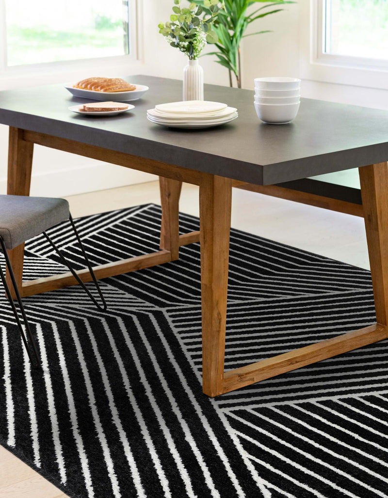 Copenhagen Edge Collection Area Rug - Osterbro Rectangle Black lifestyle 9
