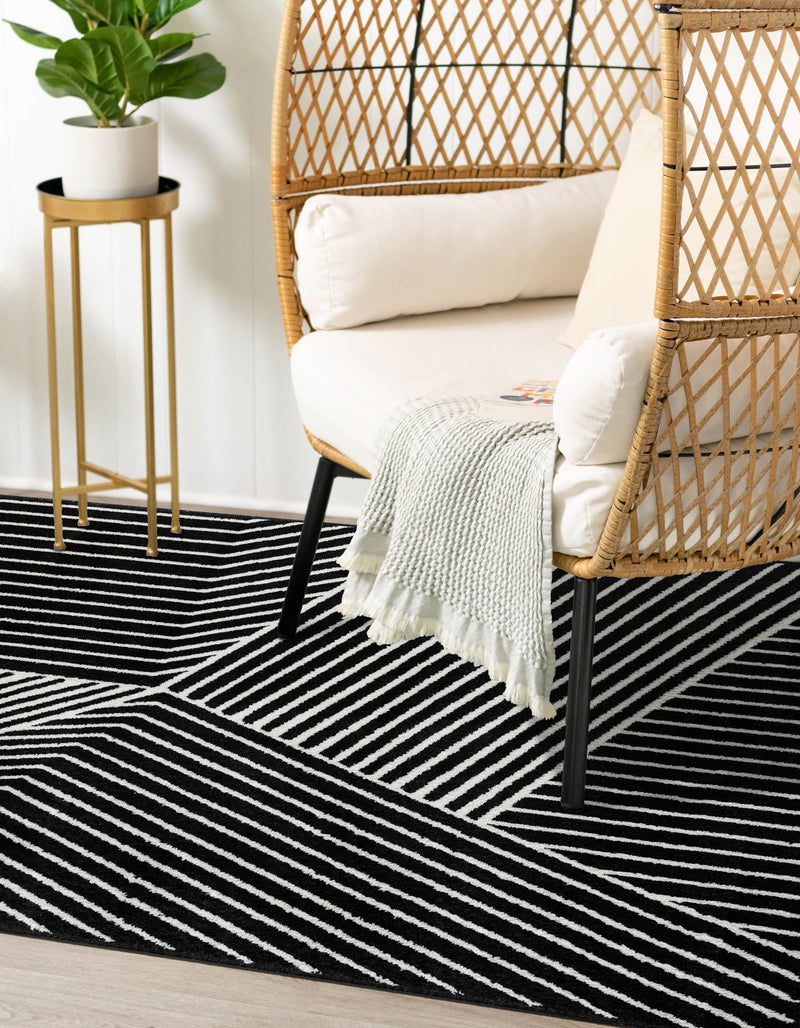 Copenhagen Edge Collection Area Rug - Osterbro Rectangle Black lifestyle 17
