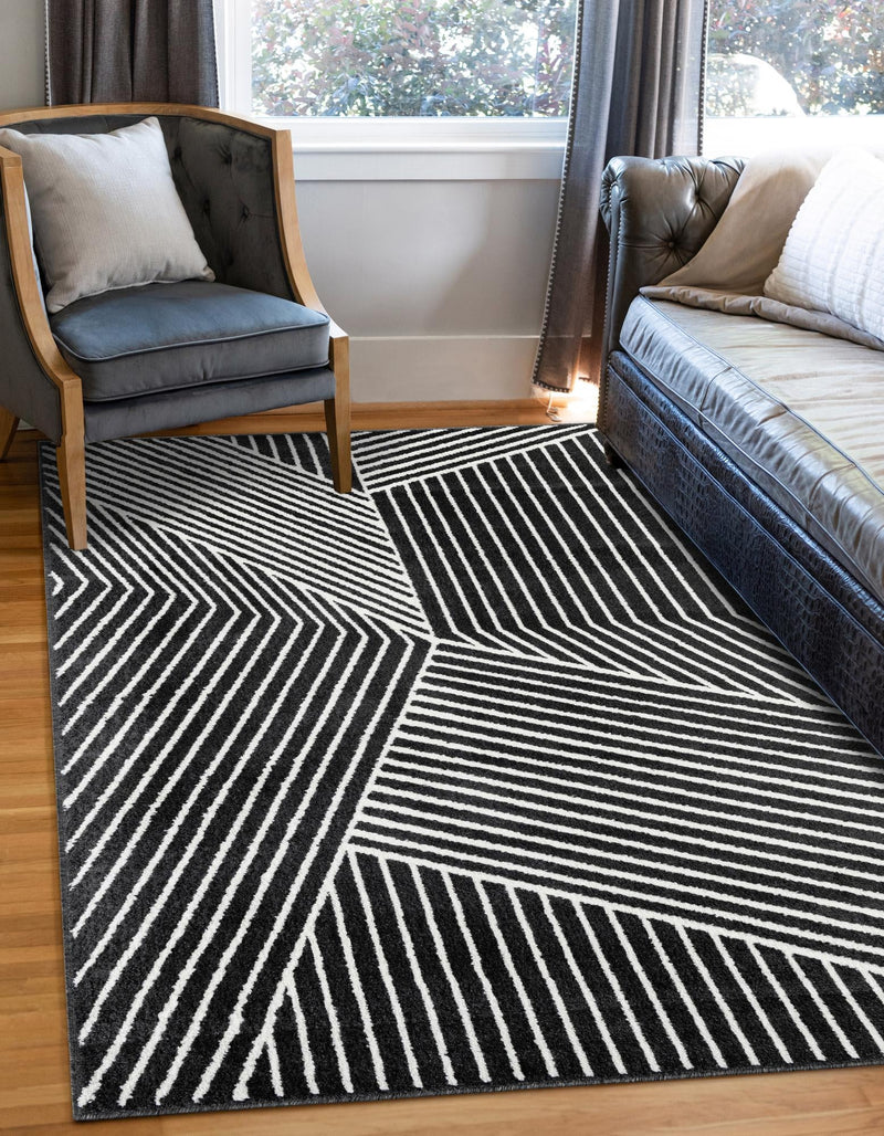 Copenhagen Edge Collection Area Rug - Osterbro Rectangle Black lifestyle 25