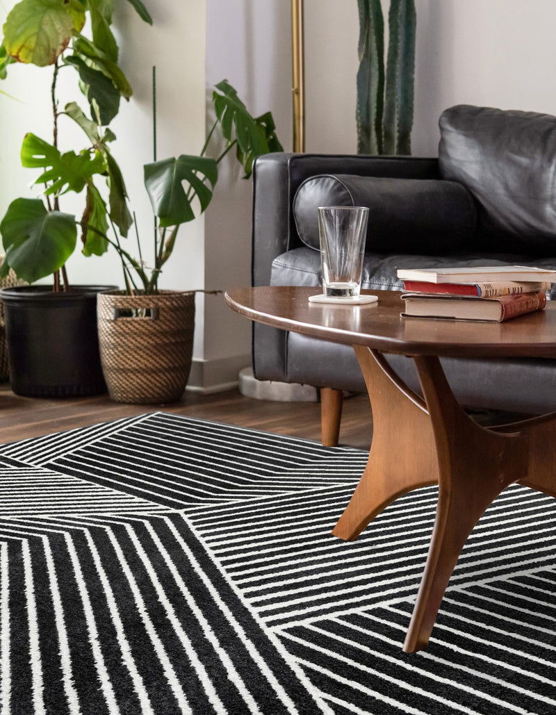 Copenhagen Edge Collection Area Rug - Osterbro Rectangle Black lifestyle 29