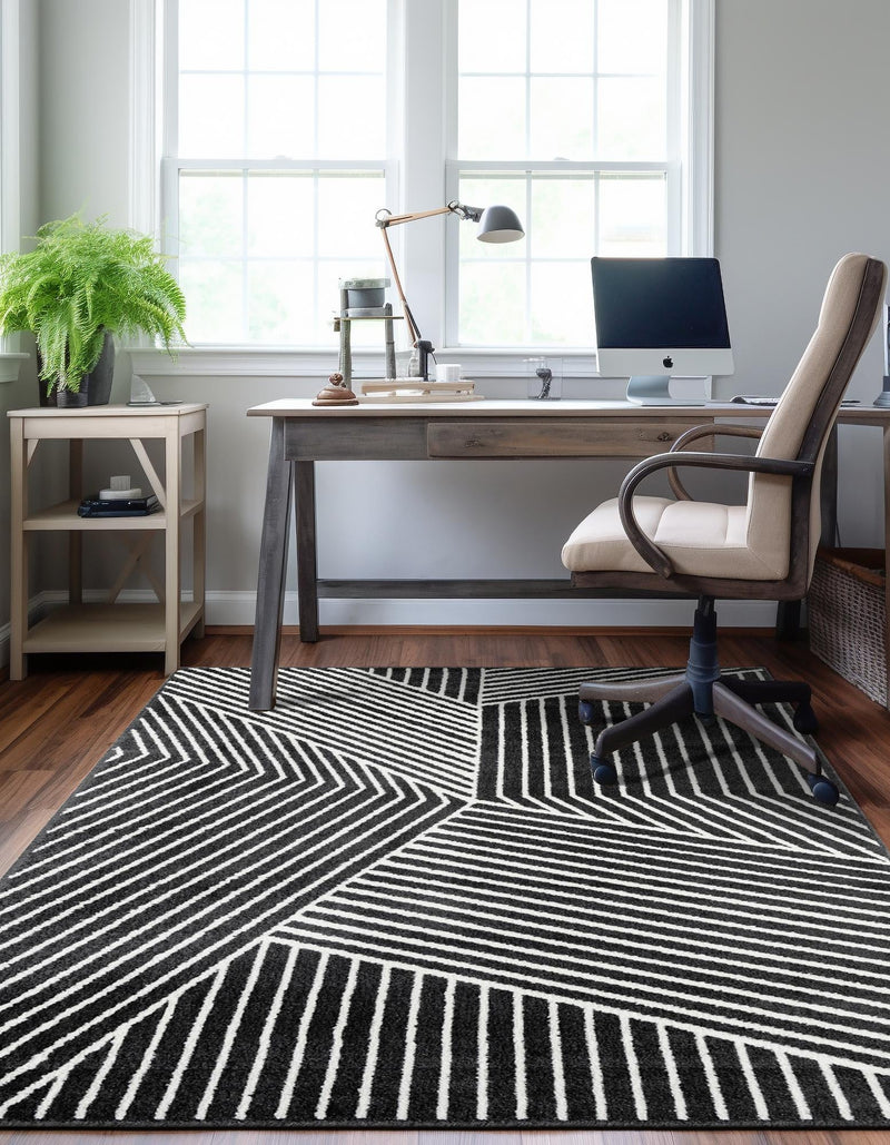 Copenhagen Edge Collection Area Rug - Osterbro Rectangle Black lifestyle 33
