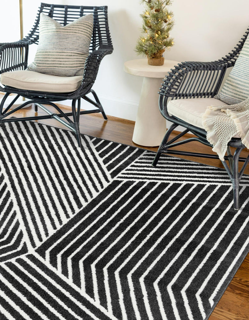 Copenhagen Edge Collection Area Rug - Osterbro Rectangle Black lifestyle 37