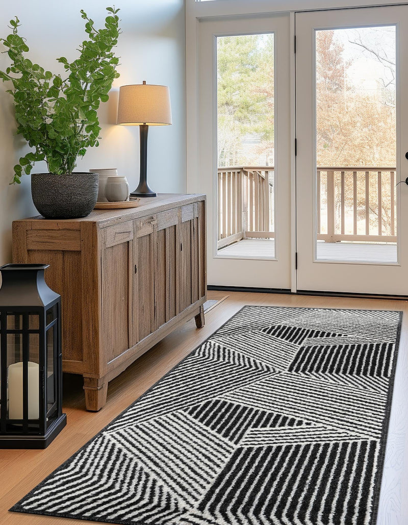 Copenhagen Edge Collection Area Rug - Osterbro Runner Black lifestyle 125