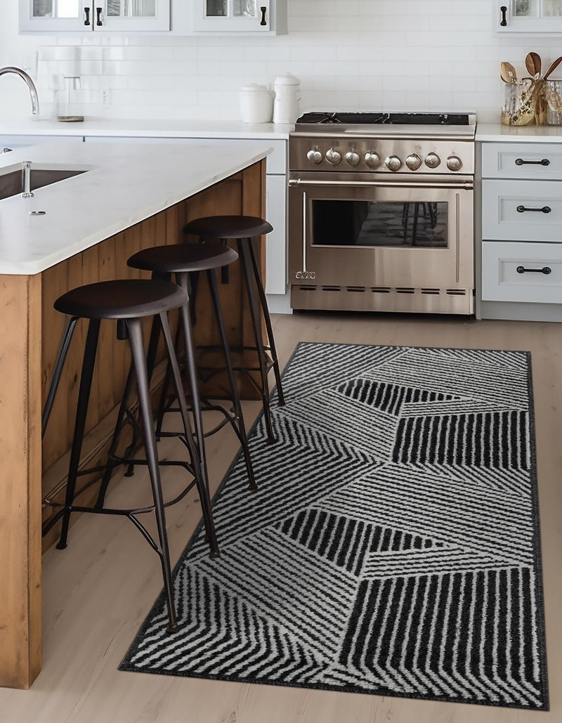 Copenhagen Edge Collection Area Rug - Osterbro Runner Black lifestyle 161