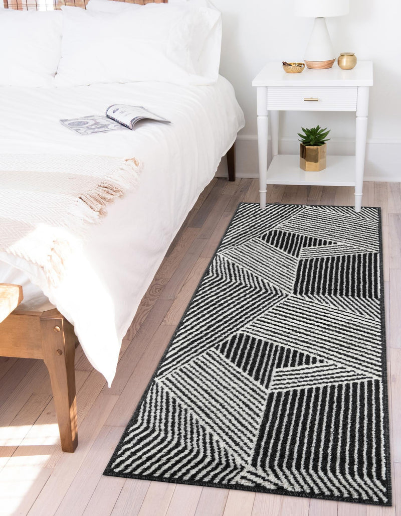 Copenhagen Edge Collection Area Rug - Osterbro Runner Black lifestyle 181