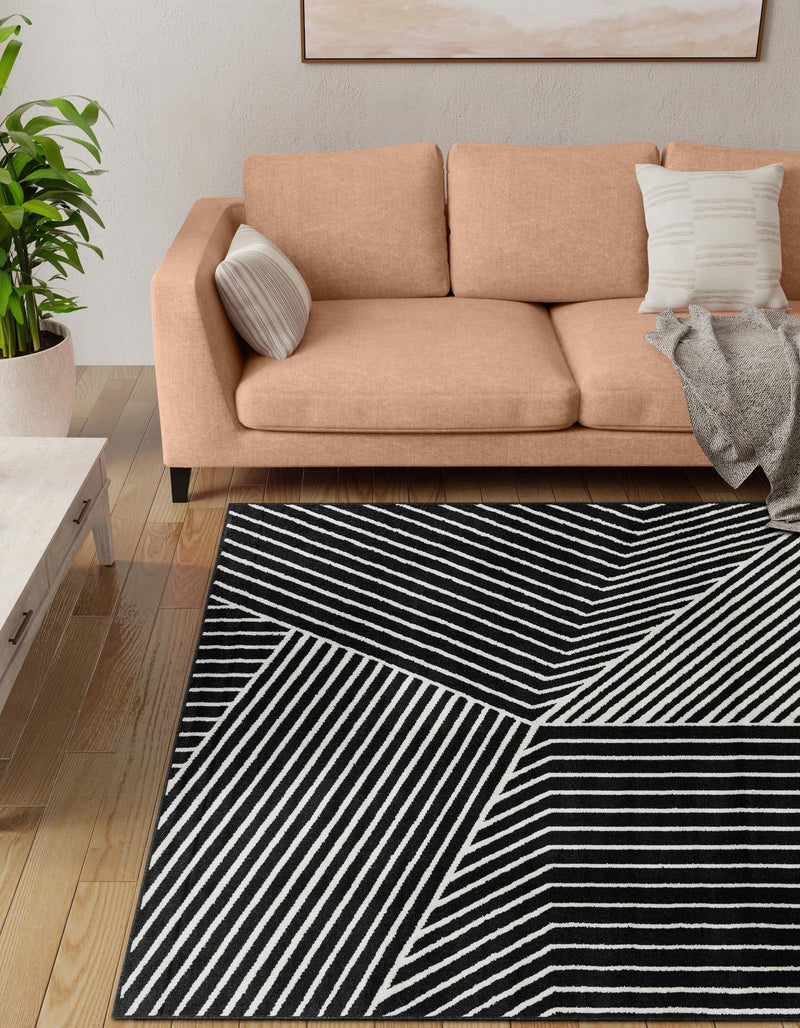 Copenhagen Edge Collection Area Rug - Osterbro Square Black lifestyle 78