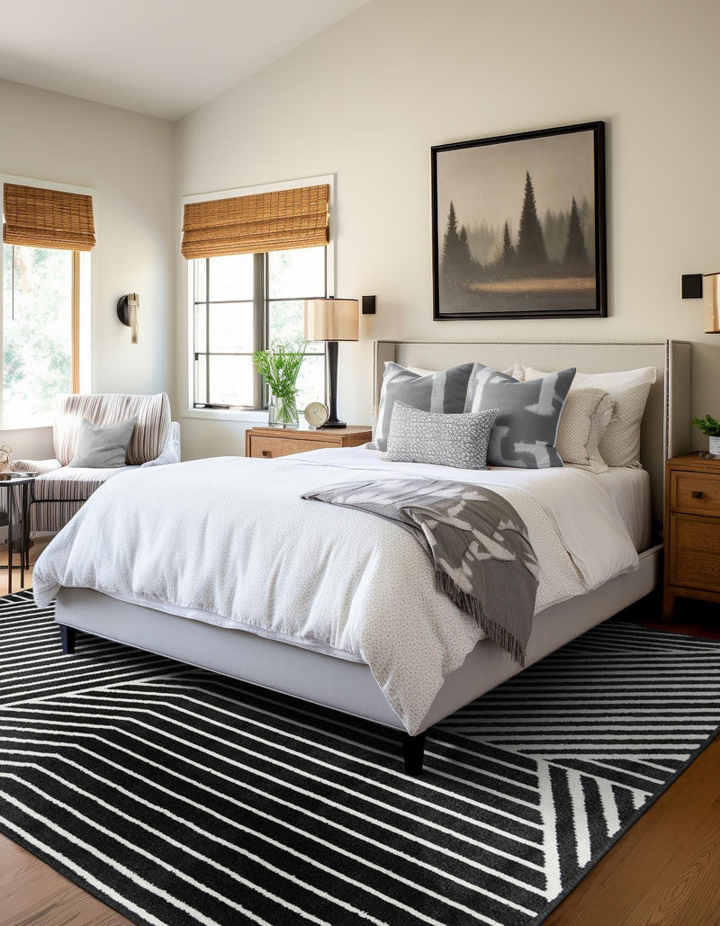 Copenhagen Edge Collection Area Rug - Osterbro Square Black lifestyle 90