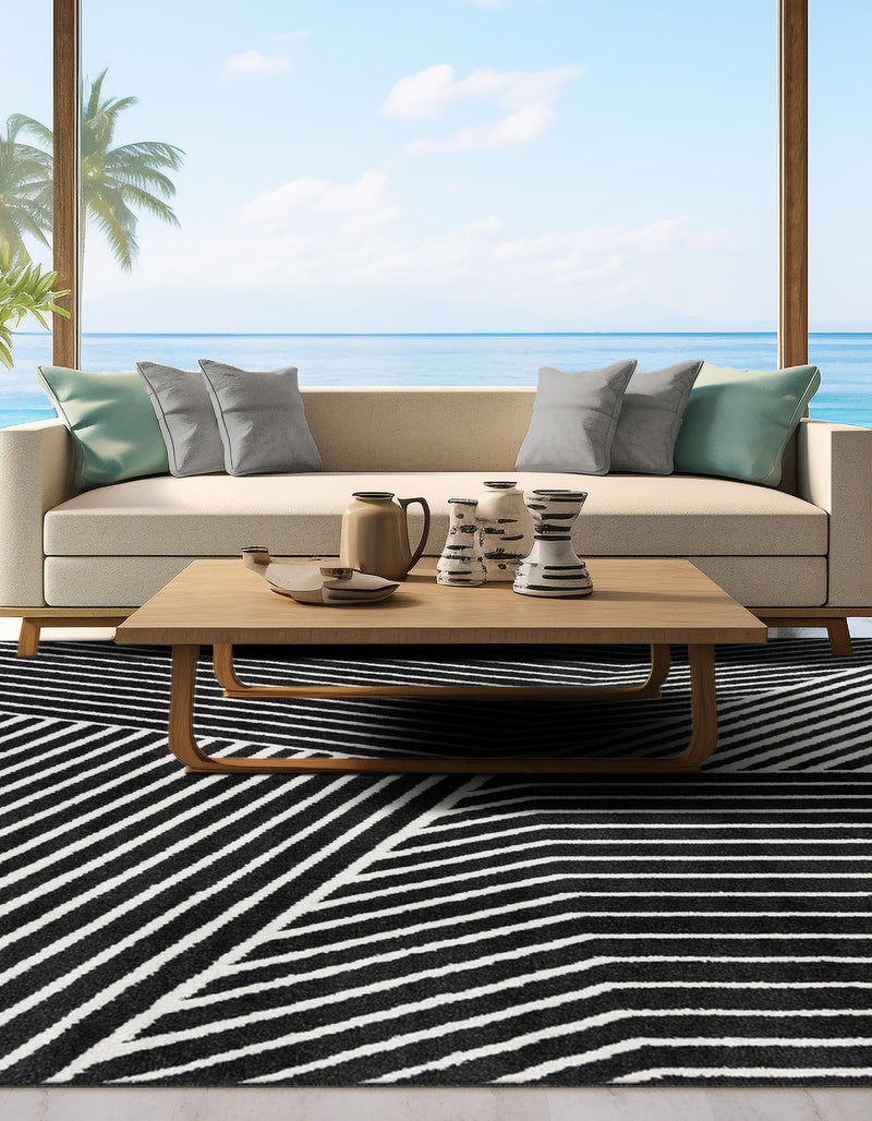Copenhagen Edge Collection Area Rug - Osterbro Square Black lifestyle 102