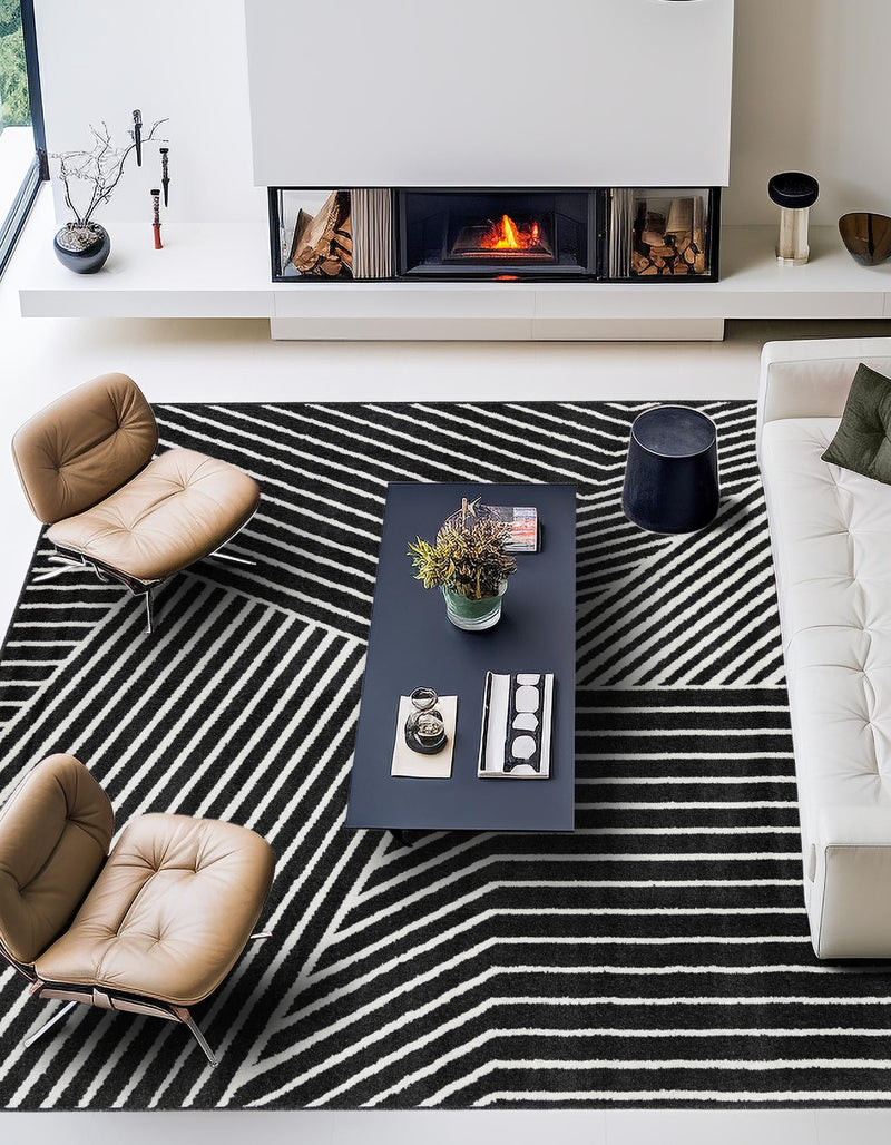 Copenhagen Edge Collection Area Rug - Osterbro Square Black lifestyle 114
