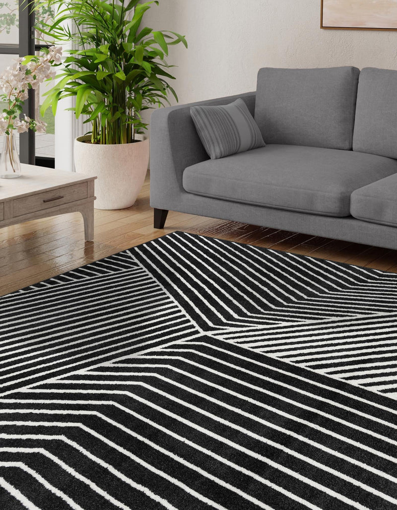 Copenhagen Edge Collection Area Rug - Osterbro Square Black lifestyle 126