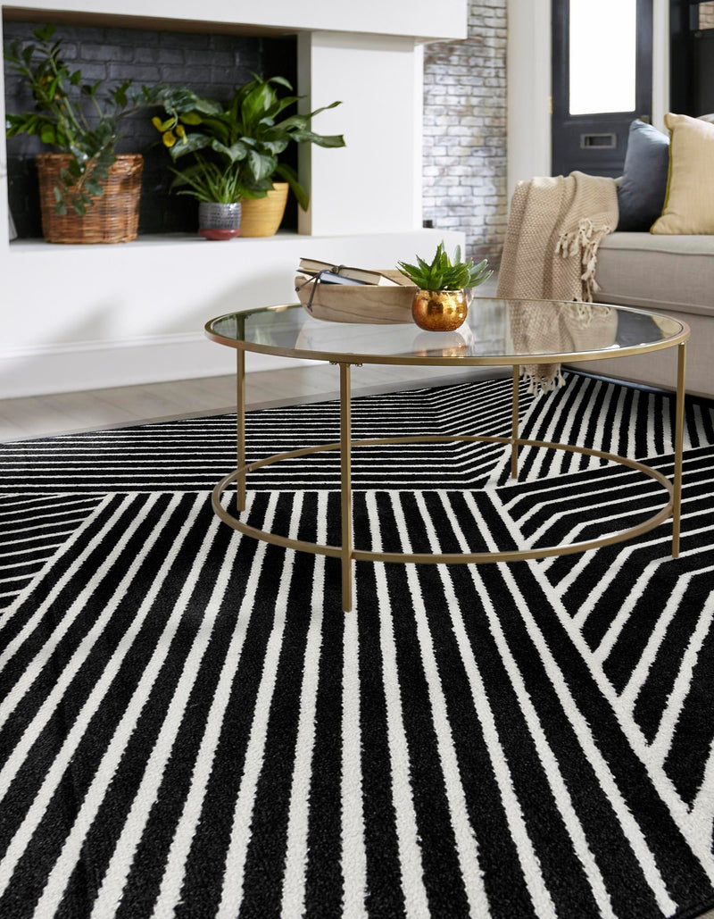 Copenhagen Edge Collection Area Rug - Osterbro Square Black lifestyle 150