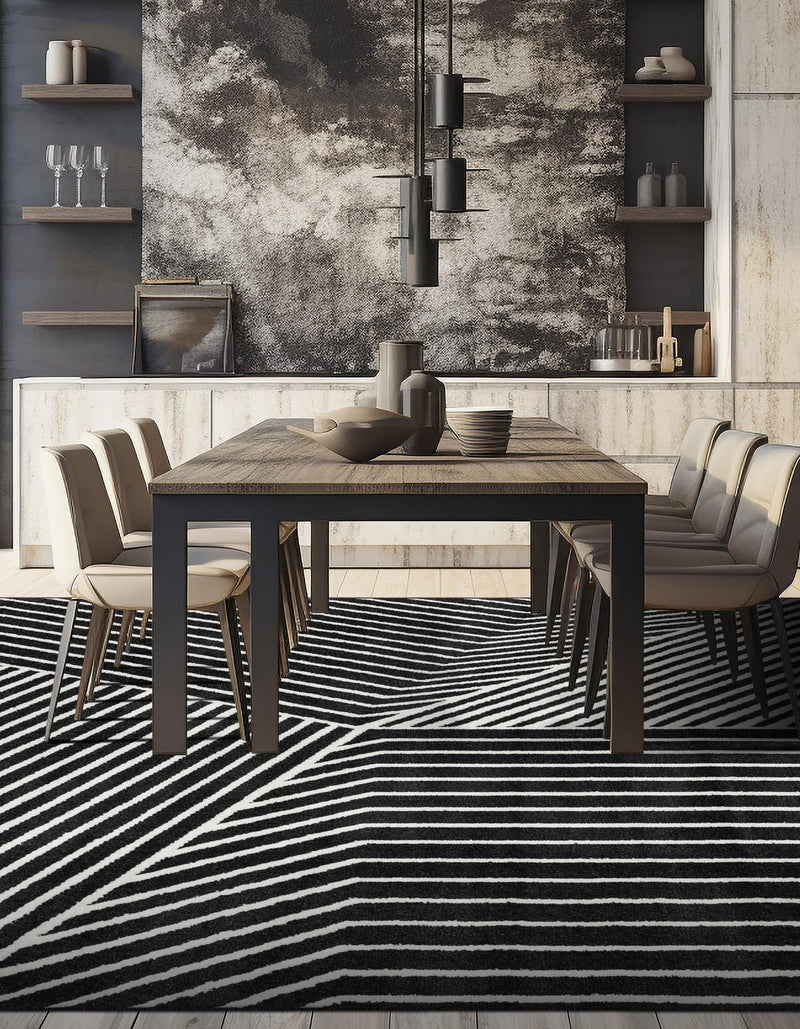 Copenhagen Edge Collection Area Rug - Osterbro Square Black lifestyle 162