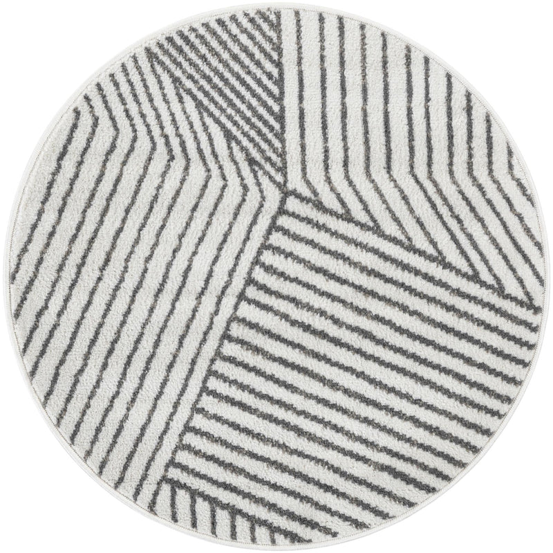 Copenhagen Edge Collection Area Rug - Osterbro Round Ivory lifestyle 46