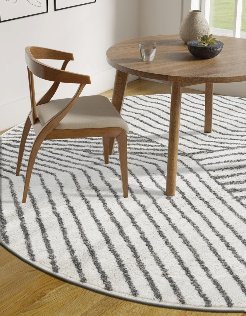 Copenhagen Edge Collection Area Rug - Osterbro Round Ivory lifestyle 58