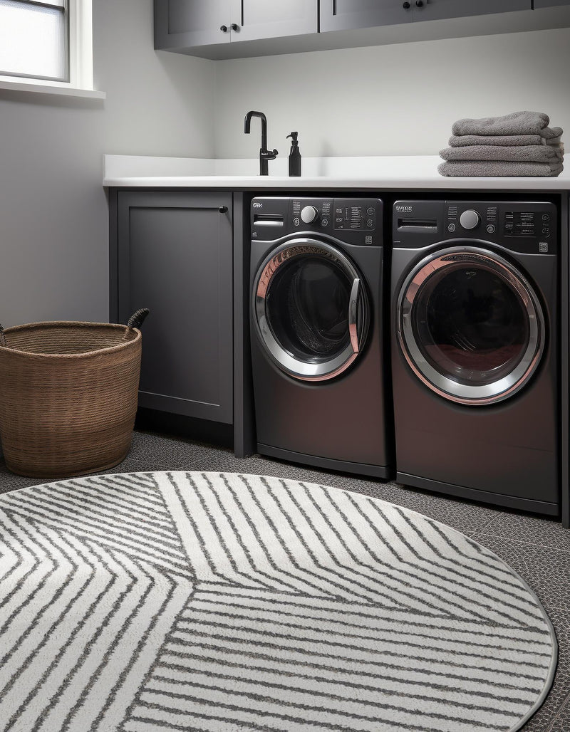 Copenhagen Edge Collection Area Rug - Osterbro Round Ivory lifestyle 64