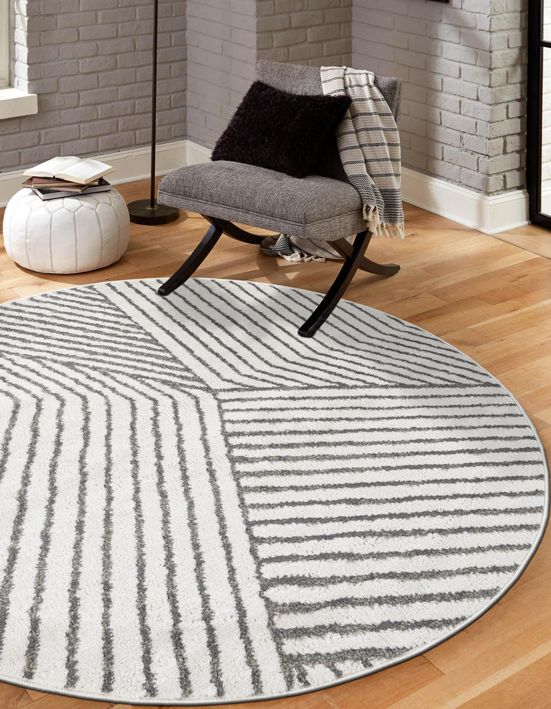 Copenhagen Edge Collection Area Rug - Osterbro Round Ivory lifestyle 70
