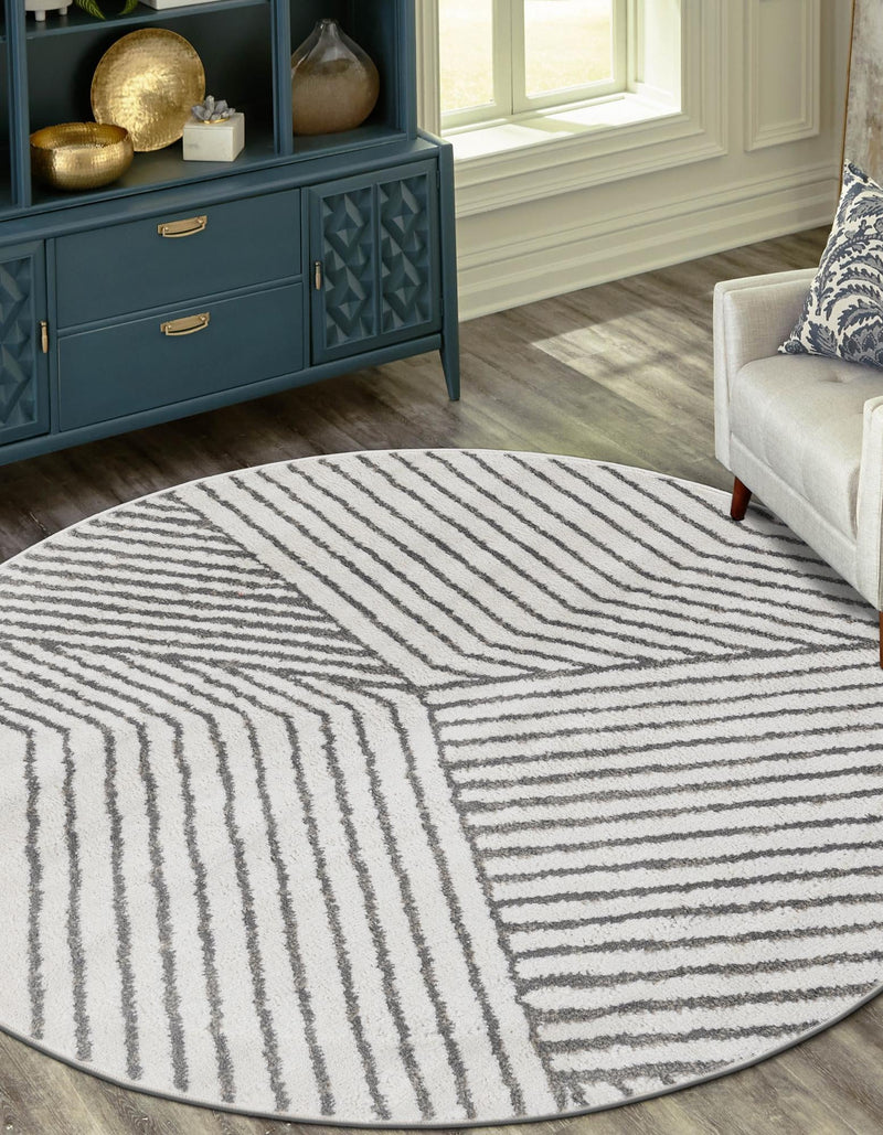 Copenhagen Edge Collection Area Rug - Osterbro Round Ivory lifestyle 76