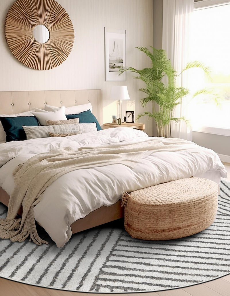 Copenhagen Edge Collection Area Rug - Osterbro Round Ivory lifestyle 82