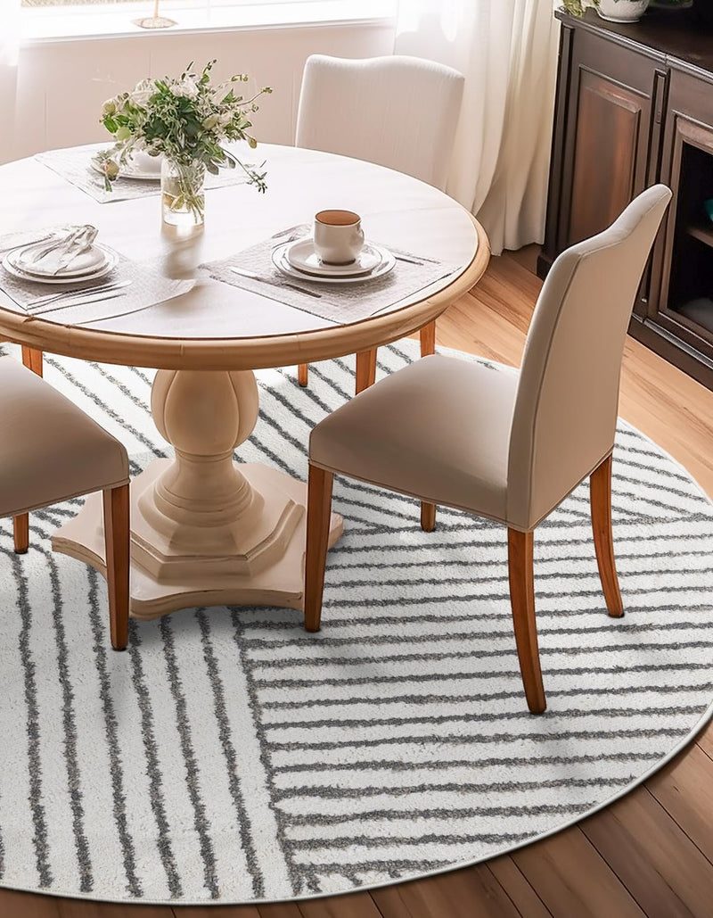 Copenhagen Edge Collection Area Rug - Osterbro Round Ivory lifestyle 104