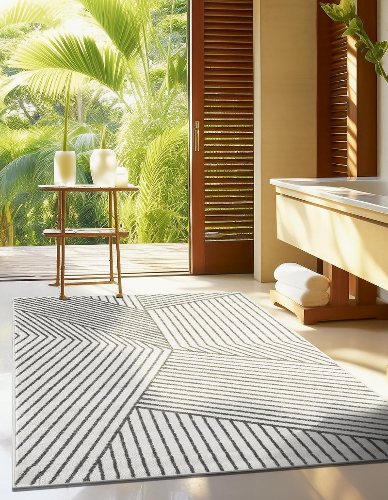 Copenhagen Edge Collection Area Rug - Osterbro Rectangle Ivory lifestyle 16