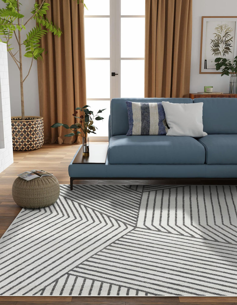 Copenhagen Edge Collection Area Rug - Osterbro Square Ivory lifestyle 79