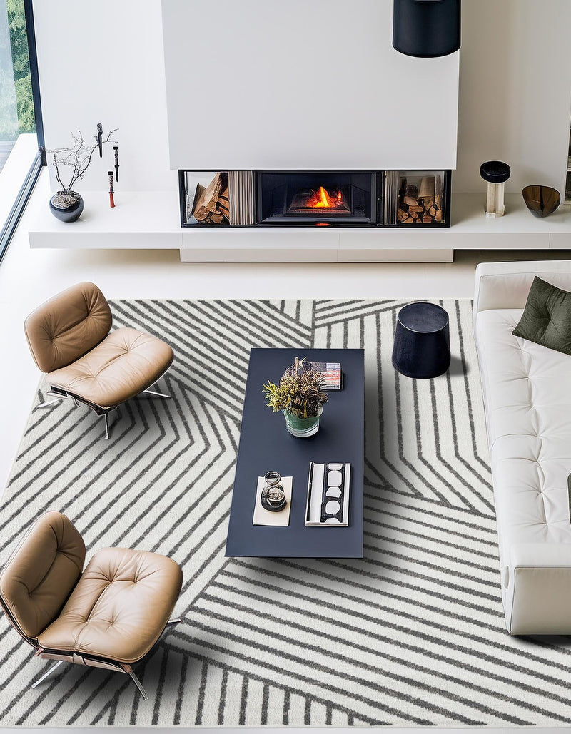 Copenhagen Edge Collection Area Rug - Osterbro Square Ivory lifestyle 91