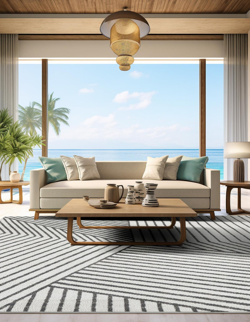 Copenhagen Edge Collection Area Rug - Osterbro Square Ivory lifestyle 139