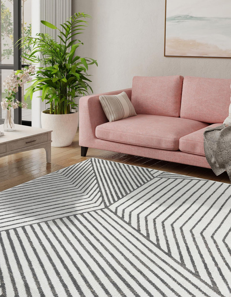 Copenhagen Edge Collection Area Rug - Osterbro Square Ivory lifestyle 163