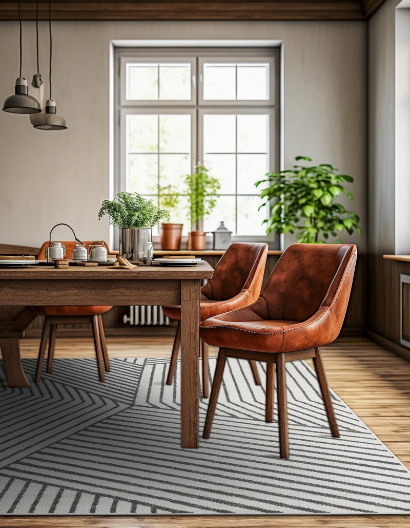 Copenhagen Edge Collection Area Rug - Osterbro Square Ivory lifestyle 175