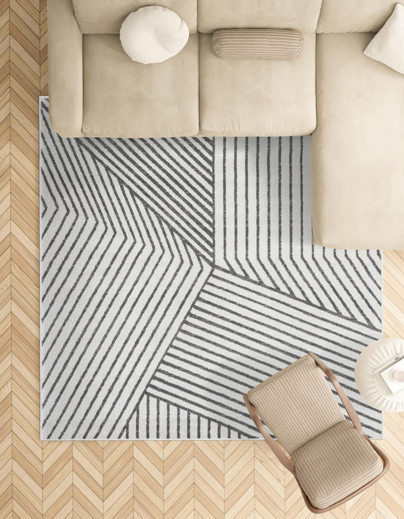 Copenhagen Edge Collection Area Rug - Osterbro Square Ivory lifestyle 182