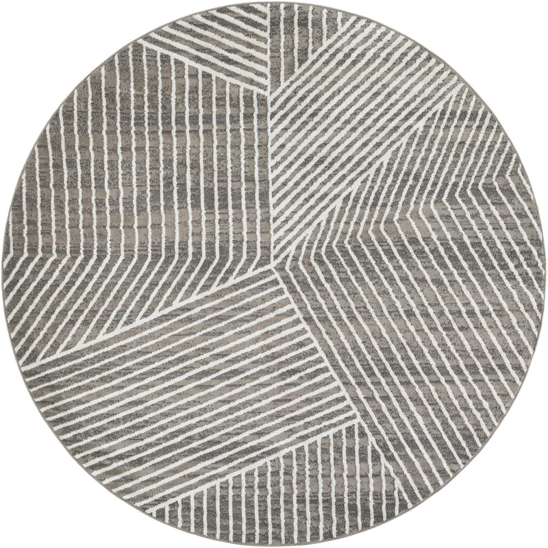 Copenhagen Edge Collection Area Rug - Osterbro Round Gray lifestyle 43