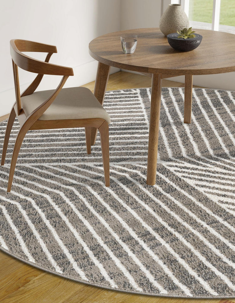 Copenhagen Edge Collection Area Rug - Osterbro Round Gray lifestyle 67