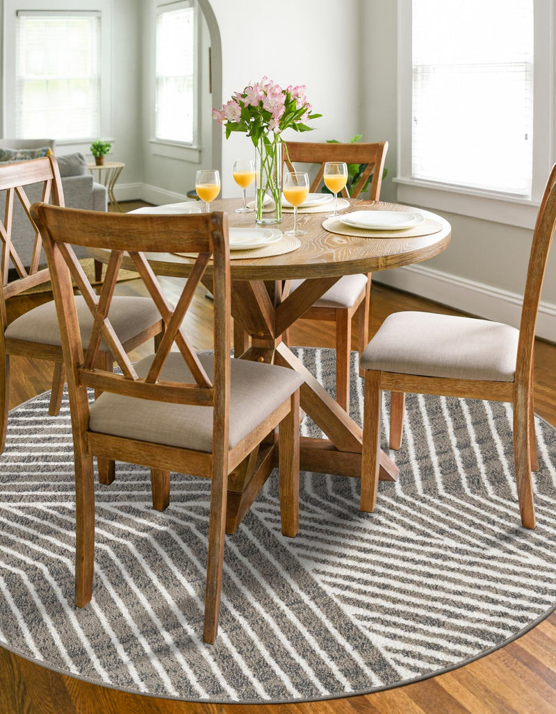 Copenhagen Edge Collection Area Rug - Osterbro Round Gray lifestyle 91