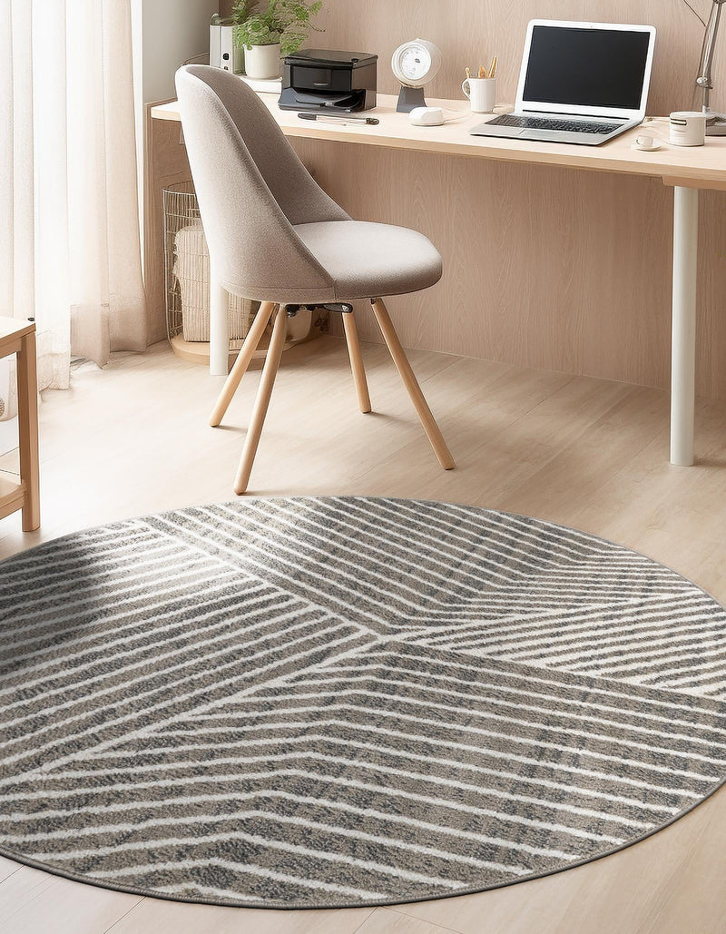 Copenhagen Edge Collection Area Rug - Osterbro Round Gray lifestyle 97