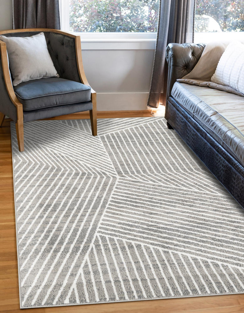 Copenhagen Edge Collection Area Rug - Osterbro Rectangle Gray lifestyle 6
