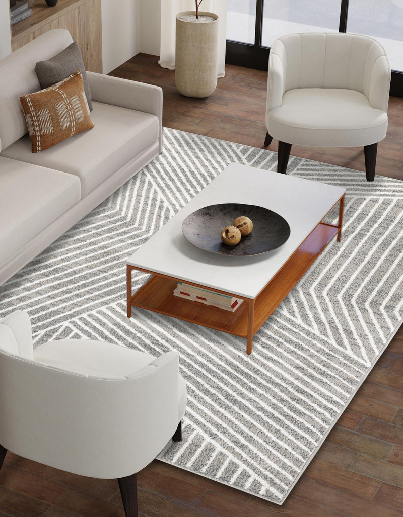 Copenhagen Edge Collection Area Rug - Osterbro Rectangle Gray lifestyle 14