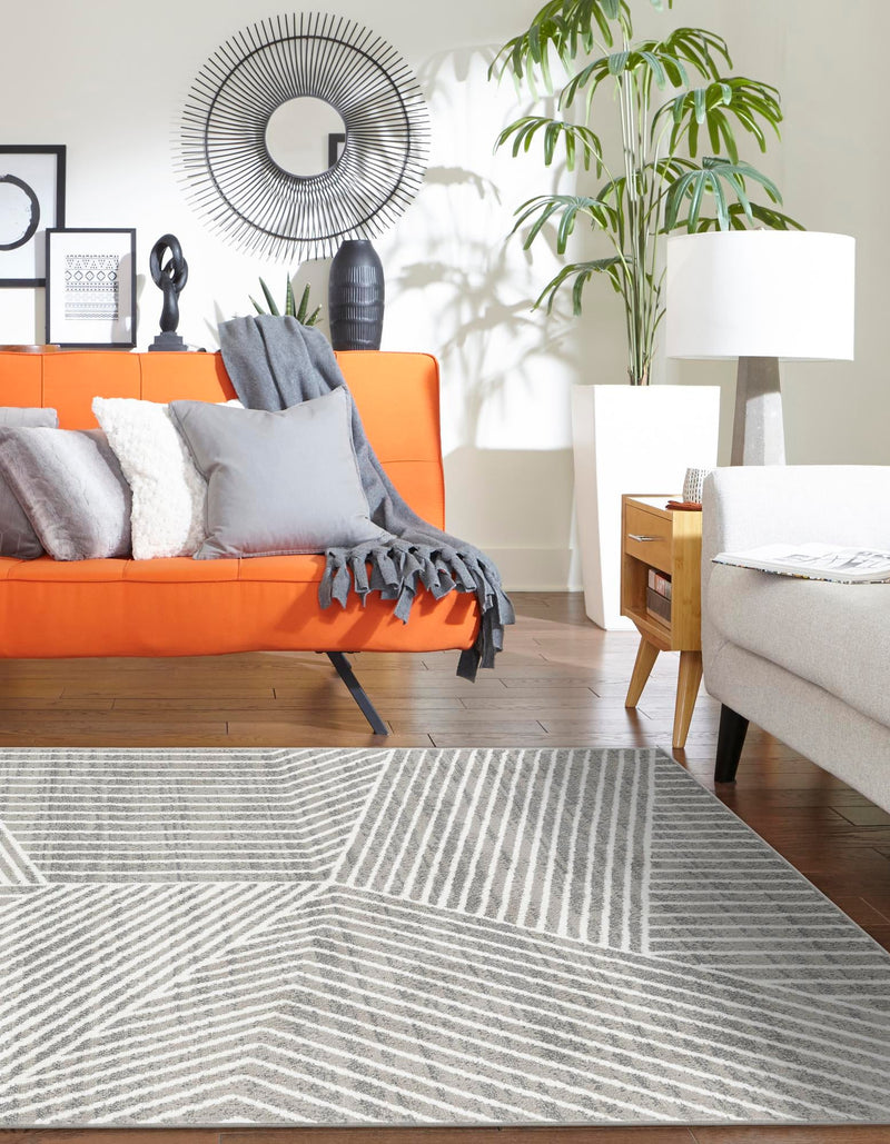 Copenhagen Edge Collection Area Rug - Osterbro Rectangle Gray lifestyle 18