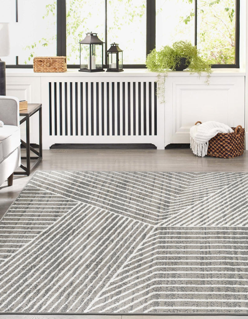 Copenhagen Edge Collection Area Rug - Osterbro Rectangle Gray lifestyle 26
