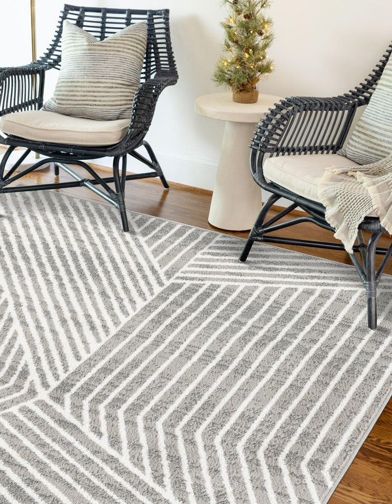 Copenhagen Edge Collection Area Rug - Osterbro Rectangle Gray lifestyle 30