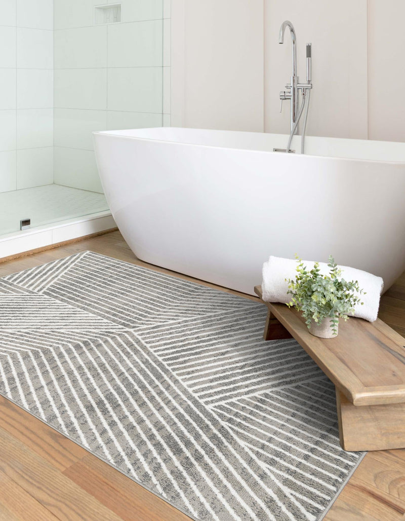 Copenhagen Edge Collection Area Rug - Osterbro Rectangle Gray lifestyle 34