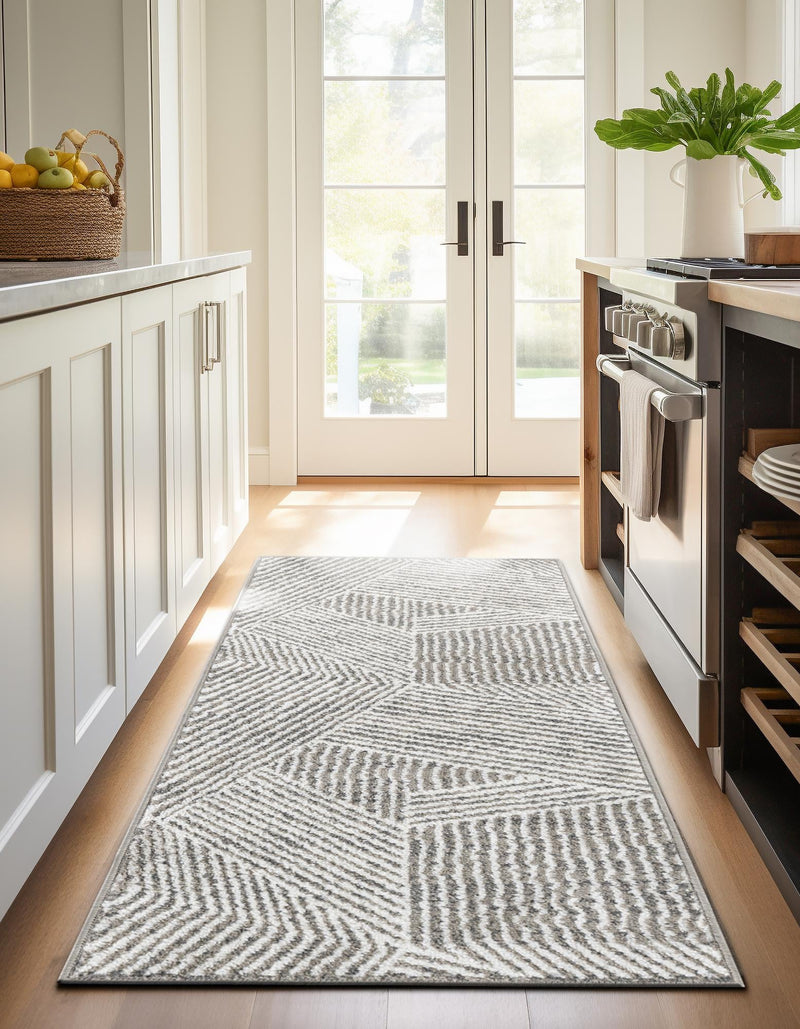 Copenhagen Edge Collection Area Rug - Osterbro Runner Gray lifestyle 128