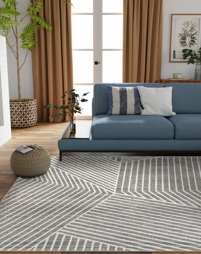 Copenhagen Edge Collection Area Rug - Osterbro Square Gray lifestyle 81