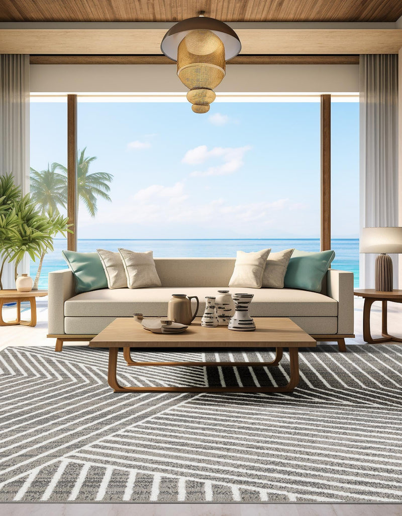 Copenhagen Edge Collection Area Rug - Osterbro Square Gray lifestyle 117