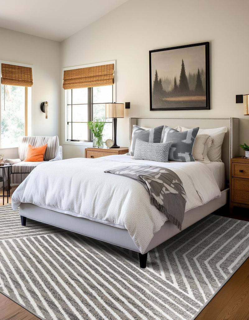 Copenhagen Edge Collection Area Rug - Osterbro Square Gray lifestyle 129