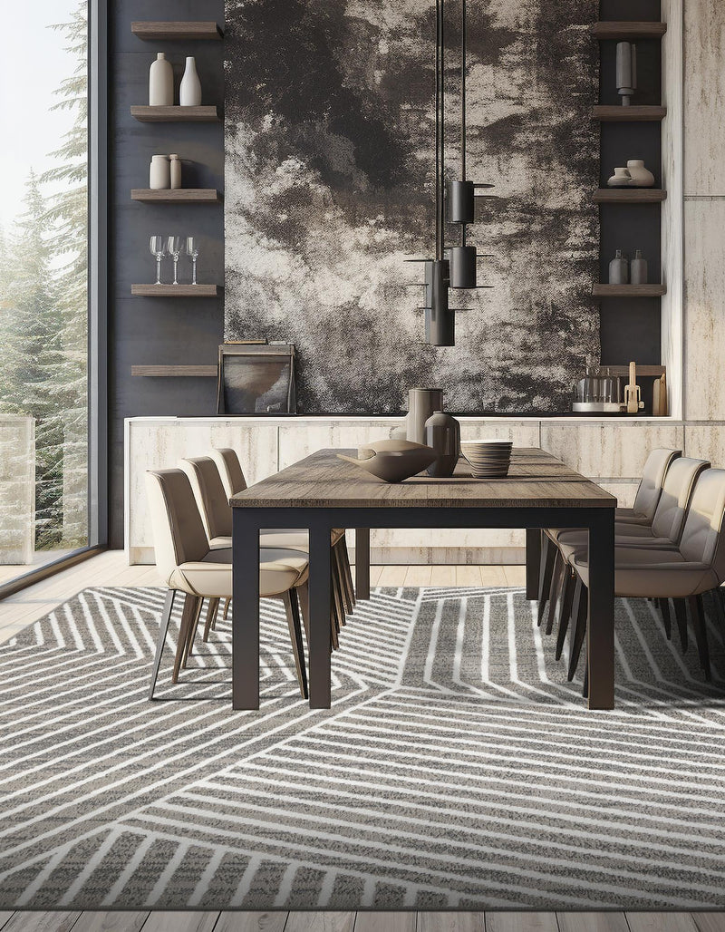 Copenhagen Edge Collection Area Rug - Osterbro Square Gray lifestyle 141