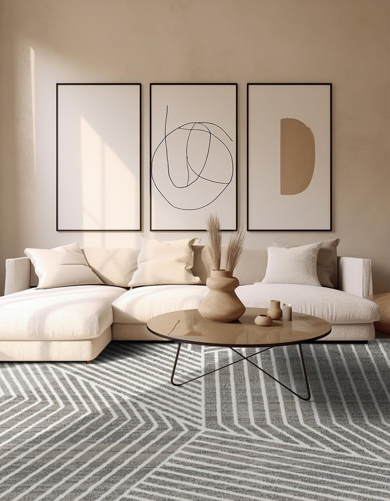 Copenhagen Edge Collection Area Rug - Osterbro Square Gray lifestyle 165