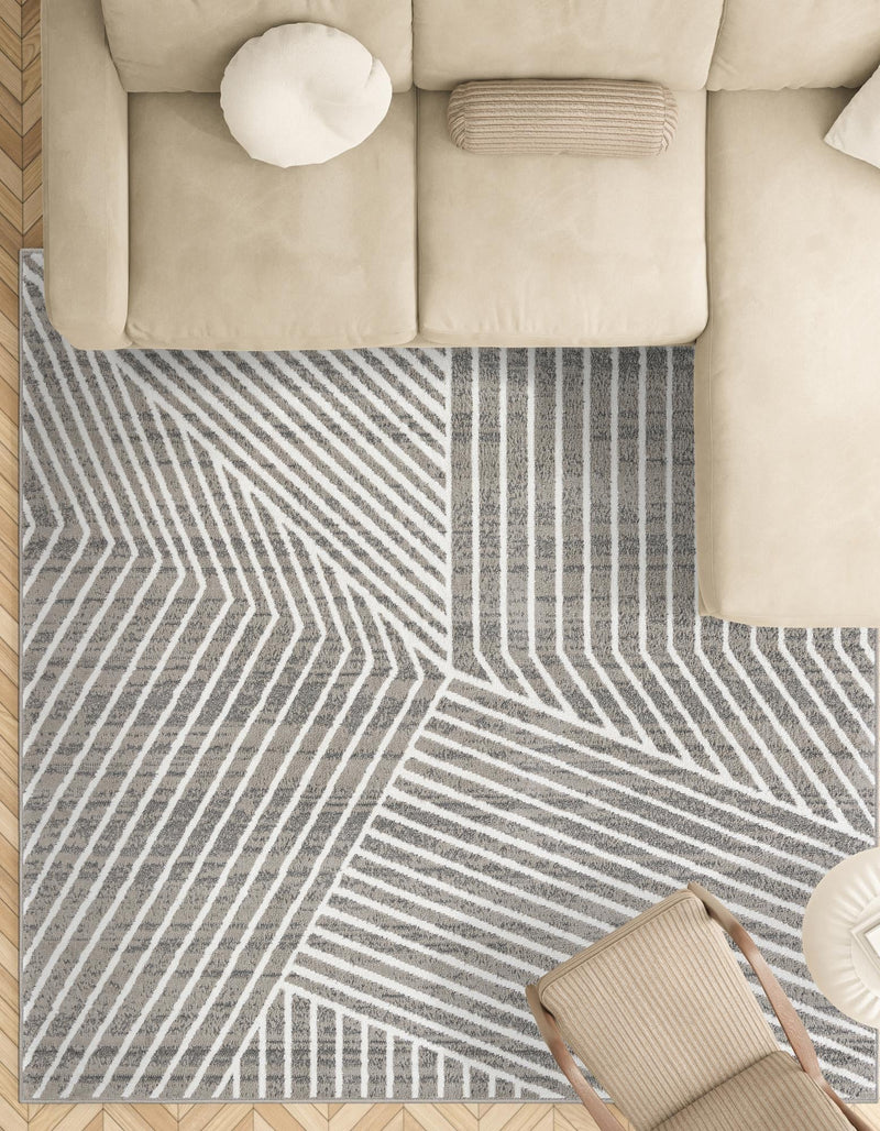 Copenhagen Edge Collection Area Rug - Osterbro Square Gray lifestyle 217