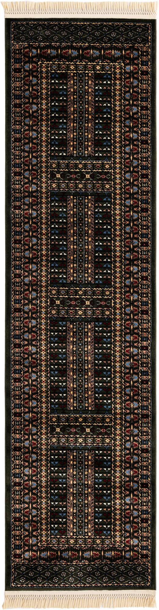 Samarkand Elegance Collection Area Rug - Ishratkhana Runner Dark Green lifestyle 41